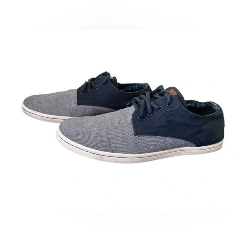 Ben Sherman, Blue/White Canvas Oxford Lace Up Casual Sneaker